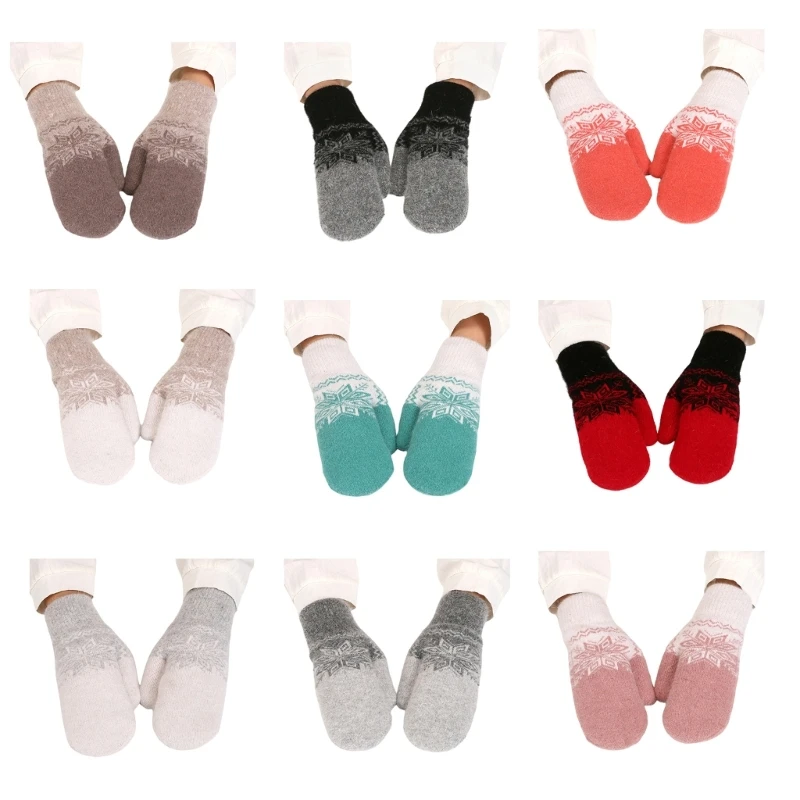Warm Gloves Knit Jacquard Mitten Winter Thermal Glove Full Finger Gloves Dropship