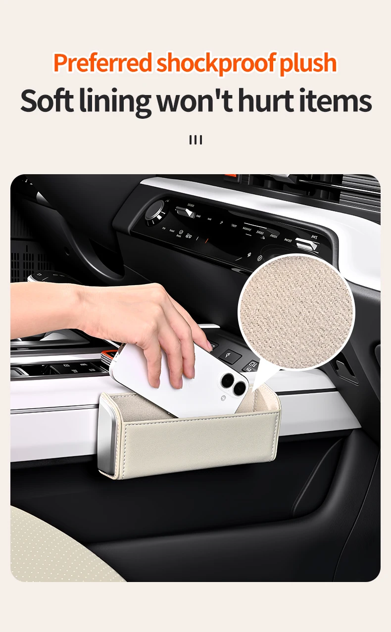 Selbstklebender Auto-Aufbewahrungsorganizer aus Leder mit Ladeanschluss, Mehrzweck-Aufbewahrungsbox für die Fahrzeuginnenausstattung – Detail 11
