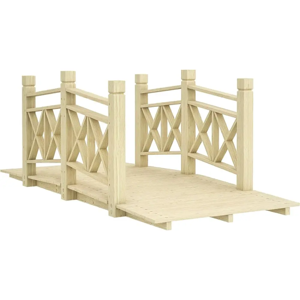 

Деревянный садовый мост Outsunny 5 т. с защитными перилами, мостик для двора, прудов, ручьев, из натурального дерева.