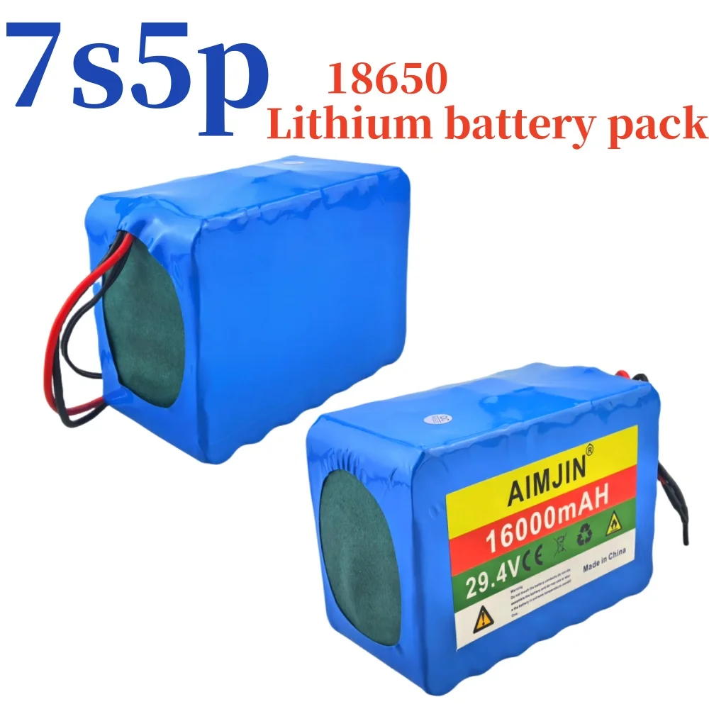 7S5P 18650  Lithium-ion Rechargeable Battery Pack 24V 16000mAh Built-in BMS Suitable for Electric Scooters + 29.4v DC 2A Charger