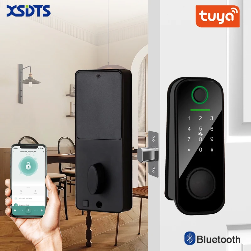 

Tuya TT-Lock Bluetooth Electronic Entry Smart Door Lock Deadbolt Biometric Fingerprint / Card / Password / Key / USB Emergenc