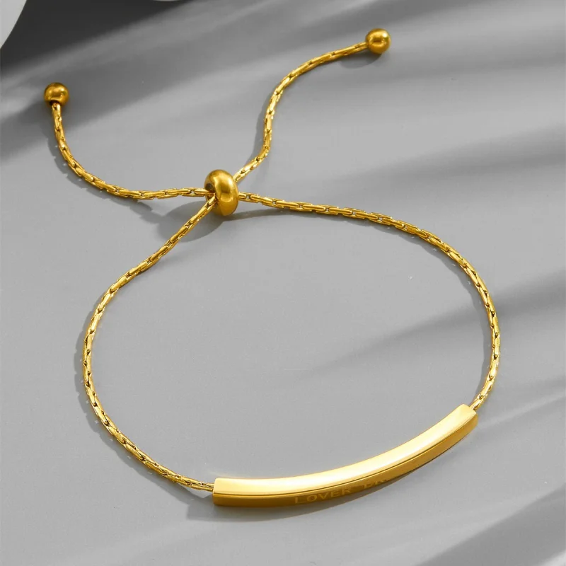 تصميم بسيط من الفولاذ المقاوم للصدأ سوار قابل للتعديل لون ذهبي ربط الإسورة العصرية اليومية اكسسوارات مجوهرات الحفلات هدايا عيد الميلاد بالليزر #1