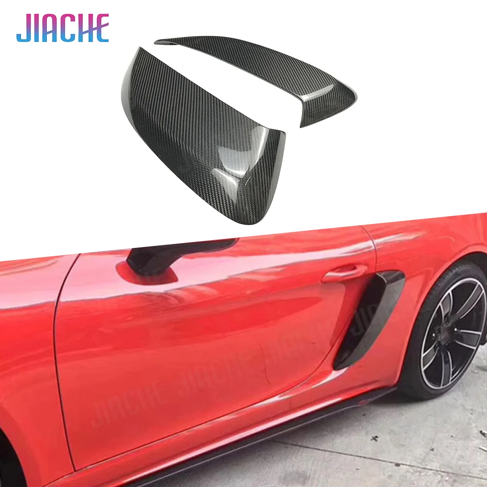

JIACHE Carbon Fiber Rear Side Fender Air Intakes Vents Trims Frame Cover For Porsche 718 Cayman Boxster Base S Coupe 2016-2019