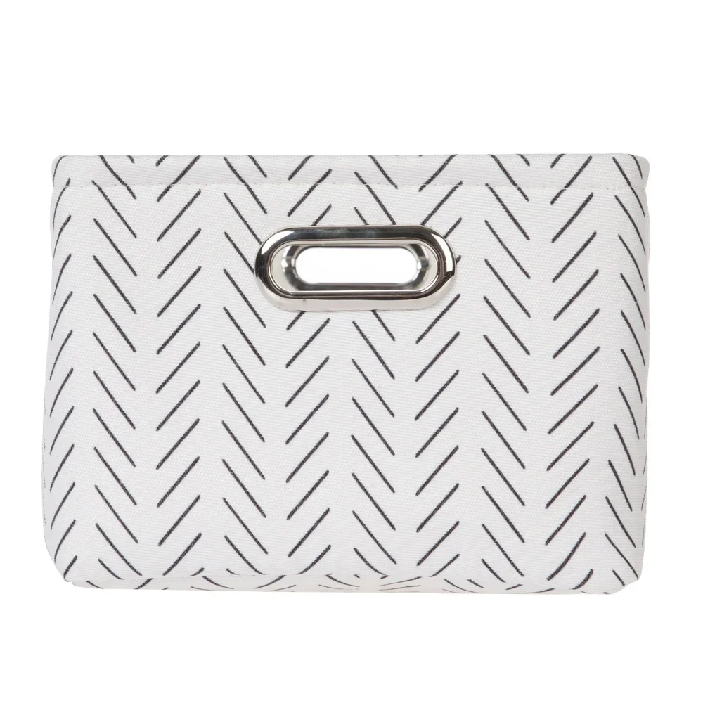 Schwarz-weiße Linien-Aufbewahrungskorb aus Segeltuch, dekorativer Organisationsbehälter mit Griffen, rechteckig, recyceltes Polyester, leicht zu reinigen, für Zuhause