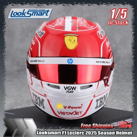 Nuevas existencias Looksmart 1:5 F1 Leclerc 2025 temporada casco simulación resina modelo en miniatura juguetes personalizados colección regalos ornamento