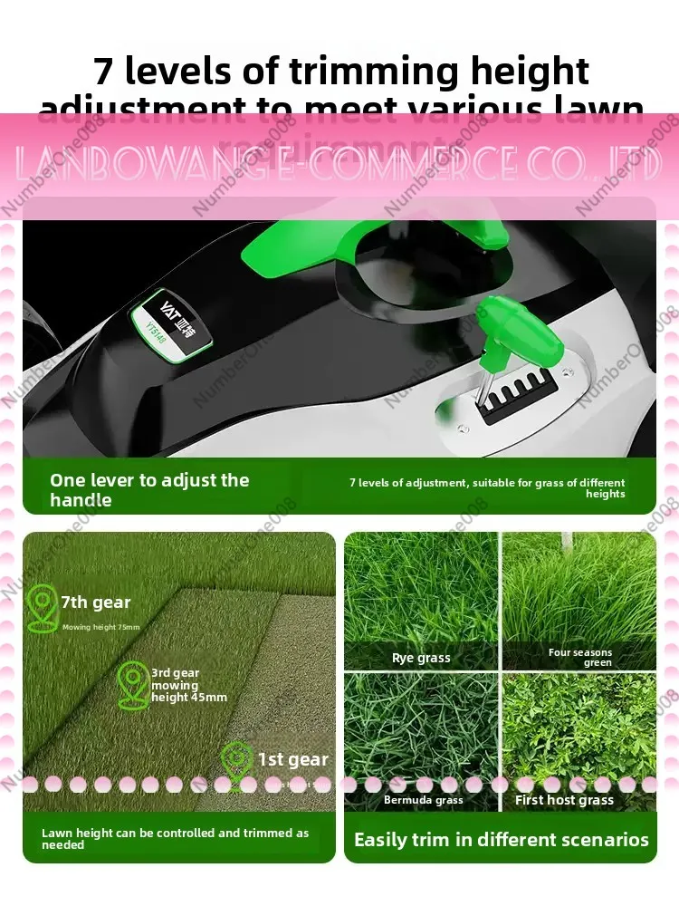 Stable 40V Rechargeable Lithium Battery Cordless Hand Push Lawn Trimmer Self‑Propelled Lawn Mower with 25‑65mm Adjustable