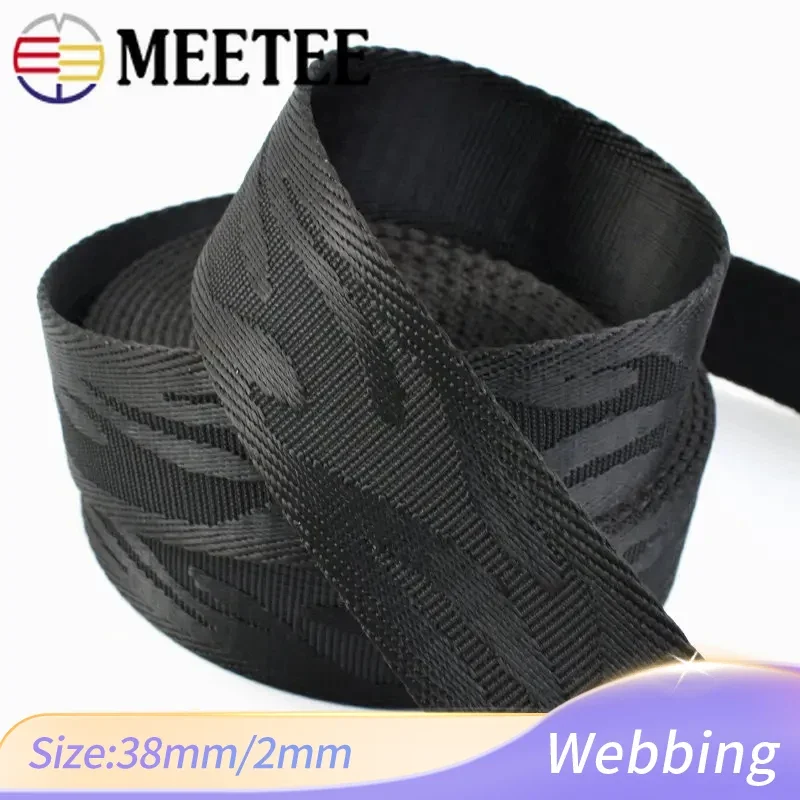 1/3/5/10M 38mm 2mm Thick Nylon Jacquard Webbing Tape for Bag Strap Ribbon Band Belt Bias Binding DIY Clothes Sewing Accessories