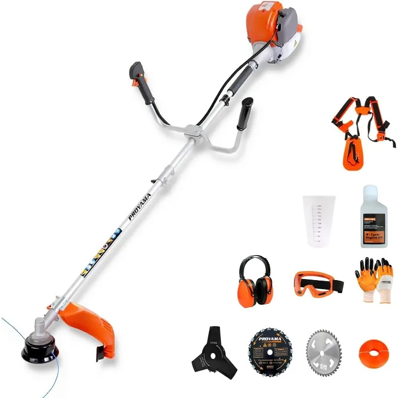 40cc Gas Powered Brush Cutter, 4-Cycle Weed Eater,3 in 1 Dual Line Gas String Trimmer and Grass Trimmer,Weed Wacker Extreme Duty