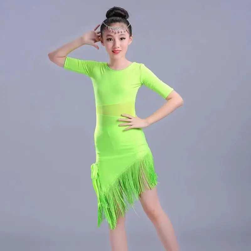 Latin Fringe Kleid Sexy Ballroom Latin Salsa Tanz Kleid Kleidung Samba Dance Kostüm Kinder Kind Latin Dance Kleid Für Mädchen