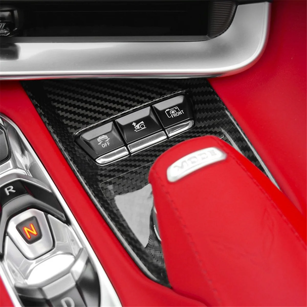 Real Carbon Fiber Sticker for Chevrolet Corvette C8 2020-2023 Center Control Button Panel(Red)