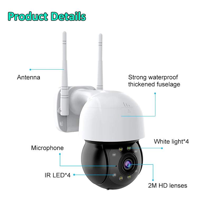 TAIBOAN Outdoor Tuya WiFi IP Camera HD 2MP Surveillance Camera Full Color Ai Human Tracking Security Monitor Cameras APP Control