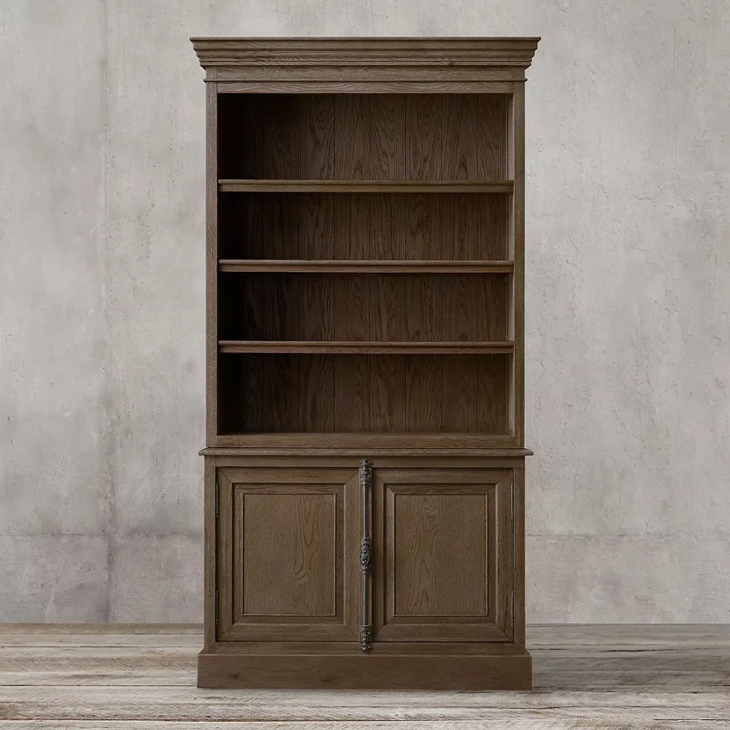 

Шкаф для хранения в стиле ретро из цельного дерева, книжный шкаф в европейском стиле, витрина, старый обеденный боковой шкаф во французском стиле