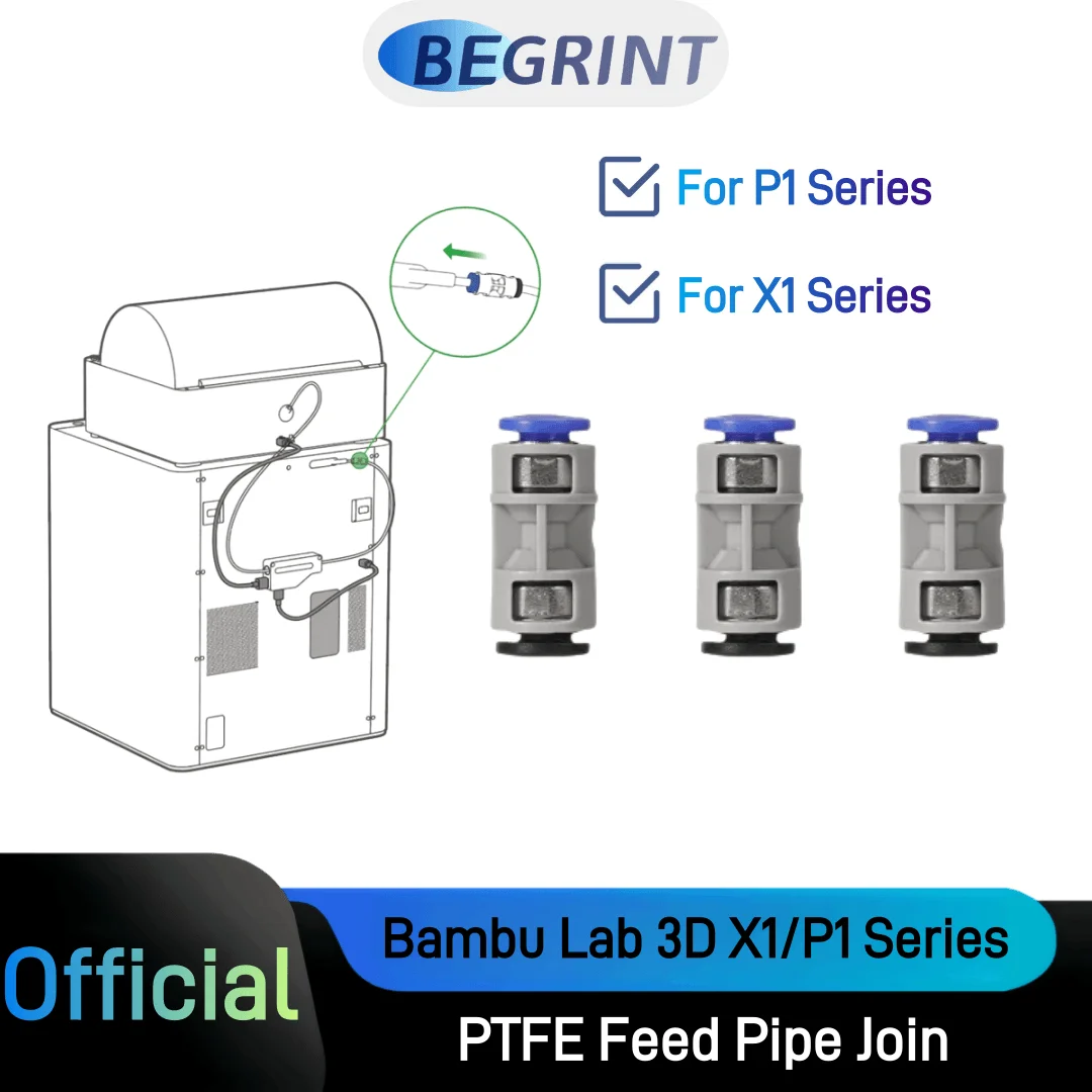 

Соединительный элемент кормовой трубы из ПТФЭ для лабораторного 3D-принтера Bambu, используемый для подключения труб из ПТФЭ для серии Bambu Lab X1/P1, аксессуары для 3D-принтера