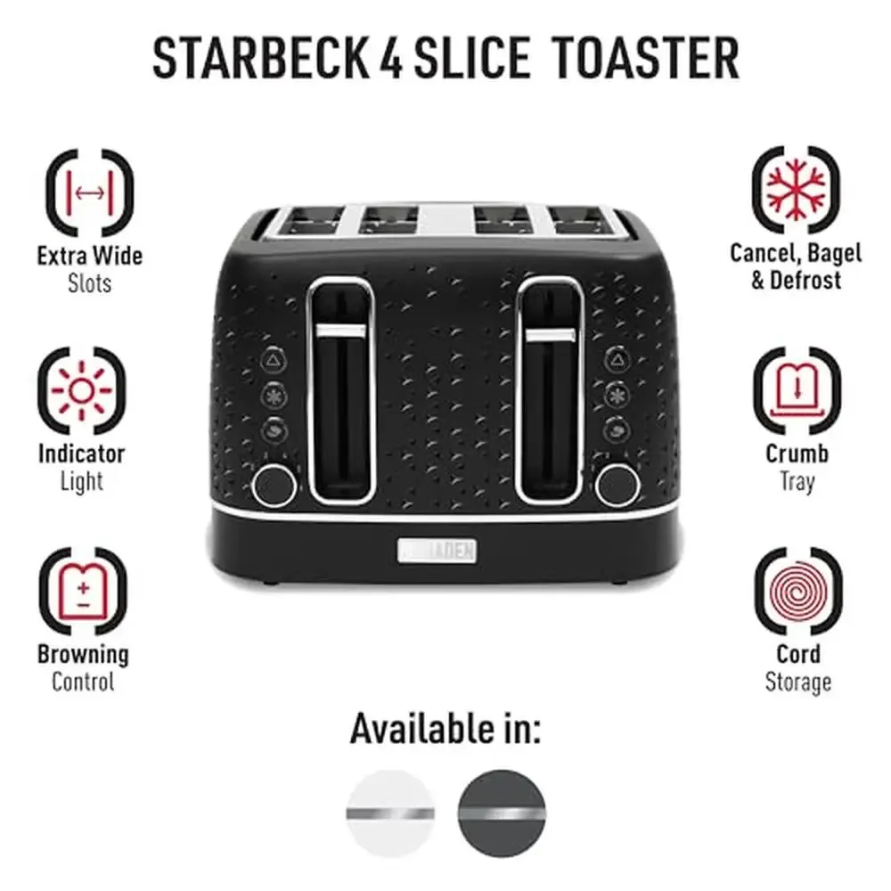 4-Slice Wide Slot Stainless Steel Toaster with Adjustable Browning Control & Non-Slip Feet Modern Design Bagel & Bread Toaster