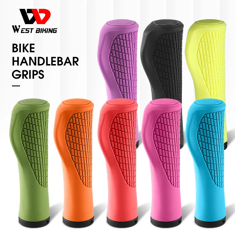 WEST BIKING Bicycle Grips Anti-slip Shock Absorption MTB Road Bike Handlebar Cover Soft Multiple Color Grips Bicycle Accessories