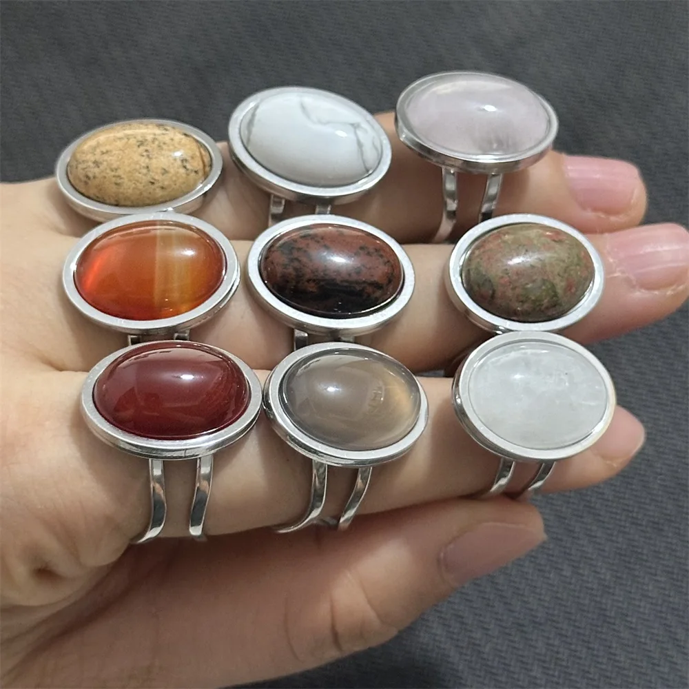 

10 шт. овальные открытые кольца из натурального камня для женщин и мужчин, золотые открытые кольца с кристаллами, ювелирные изделия для свадебной вечеринки, Рождества