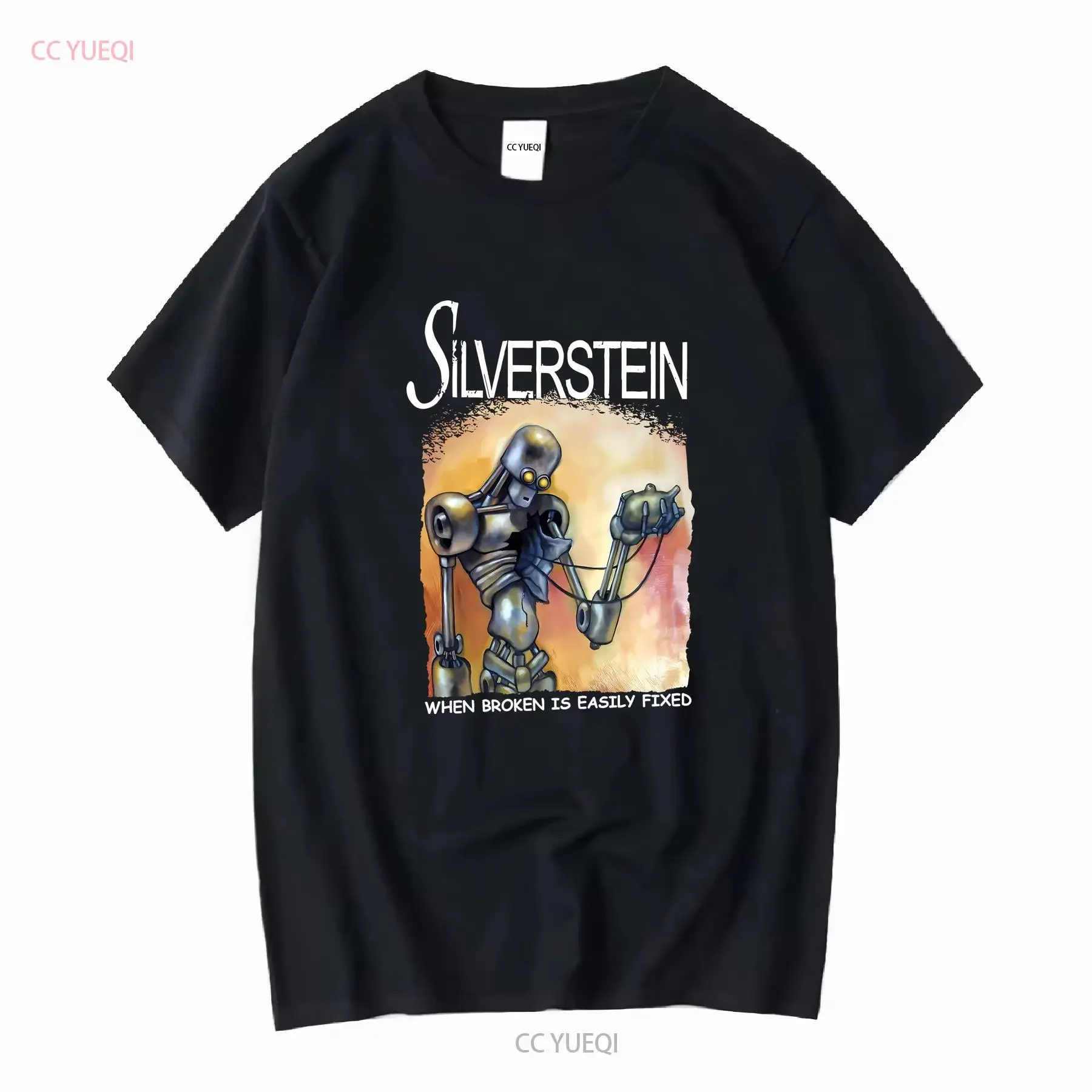 Camiseta negra Silverstein talla S M L 234XL algodón hombres HN1006 mangas largas o cortas vintage lavado homme Casual transpirable