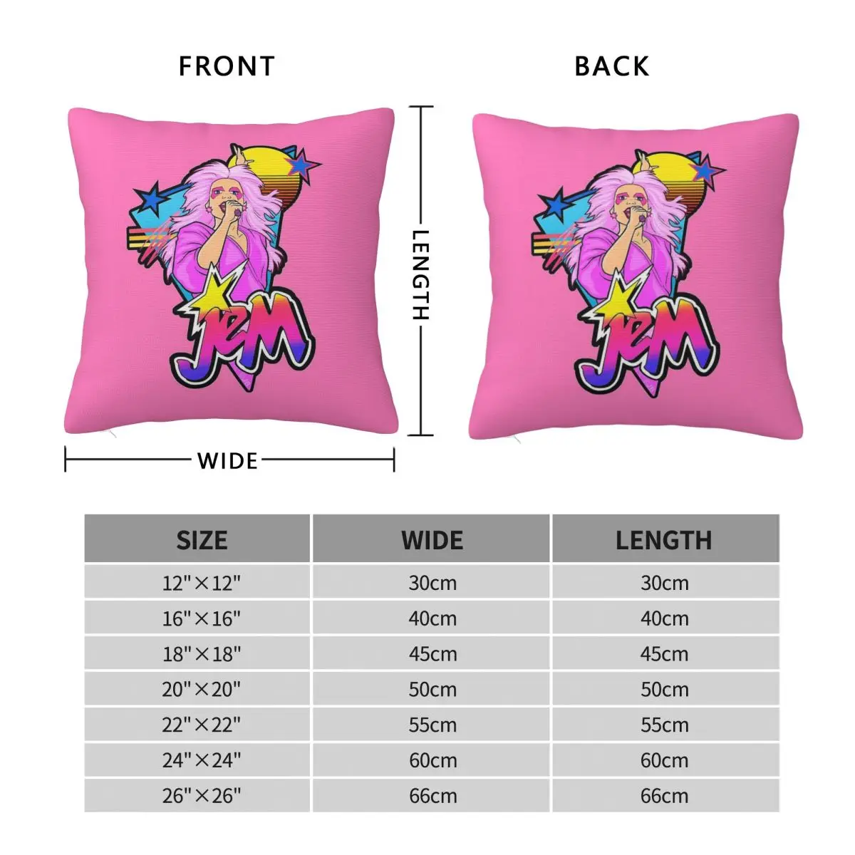 Retro 80s Jem TV Square Pillowcase Polyester Linen Velvet Printed Zip Decor Home Cushion Cover Wholesale