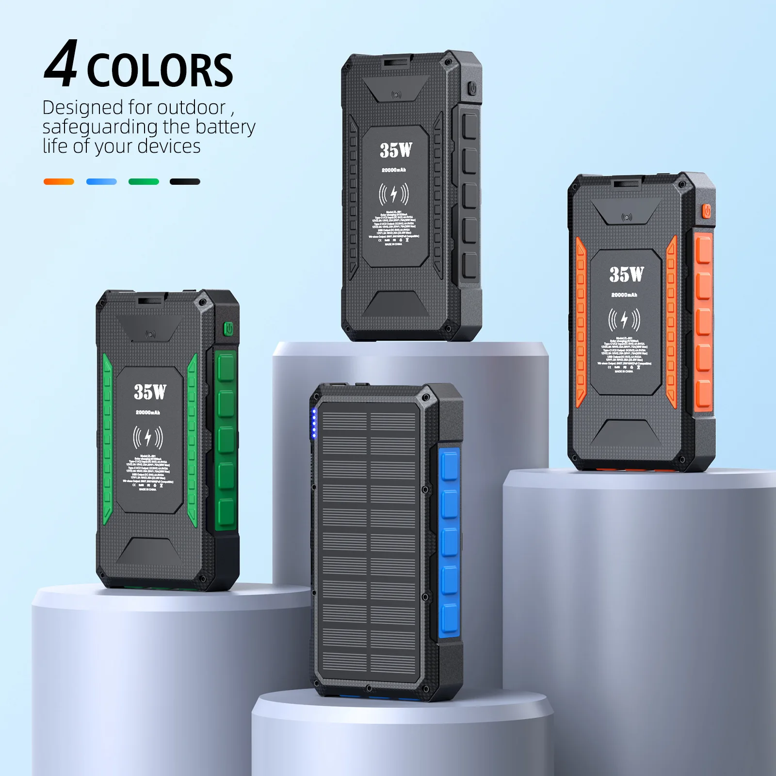

35W Fast Charging Solar Power Bank 20000mAh Powerbank 15W Wireless Charger for iPhone 17 16 Samsung S25 Huawei Xiaomi Powerbank
