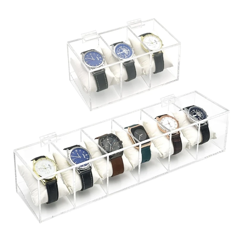 Elegant Watch Storage Solution Acrylic Case with Removable Cushions Transparent Timepiece Display Box for Men Women