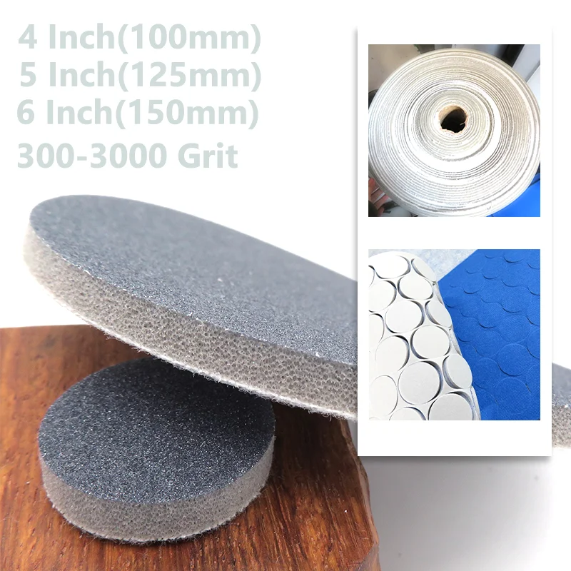 Flocking Self-Adhesive Sanding Sponge 300-3000 Grit 4 Inch/5 Inch/6 Inch,For Metal Wood Glass Car Painting