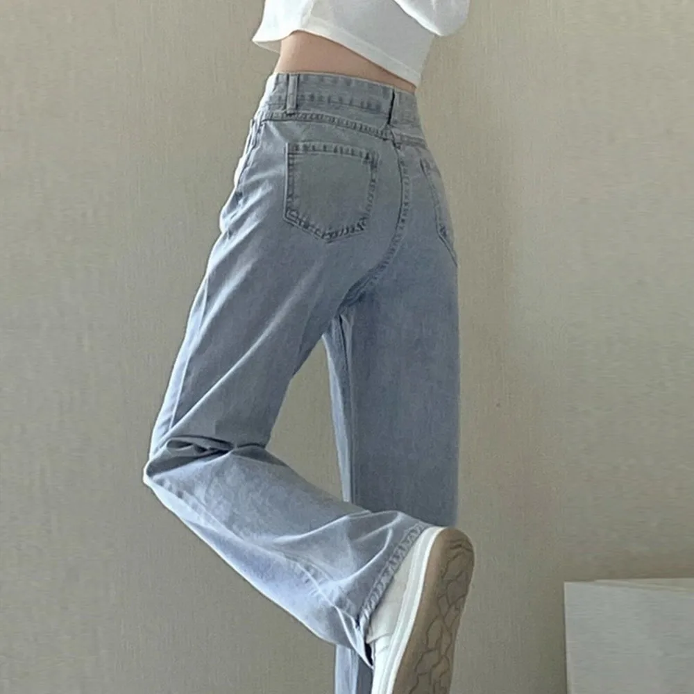 Mode künstlerische leichte Frauen trend ige weitb einige Hosen einfachen Stil solide hohe Taille Design geeignet lässige weiße Hose – Detail 14