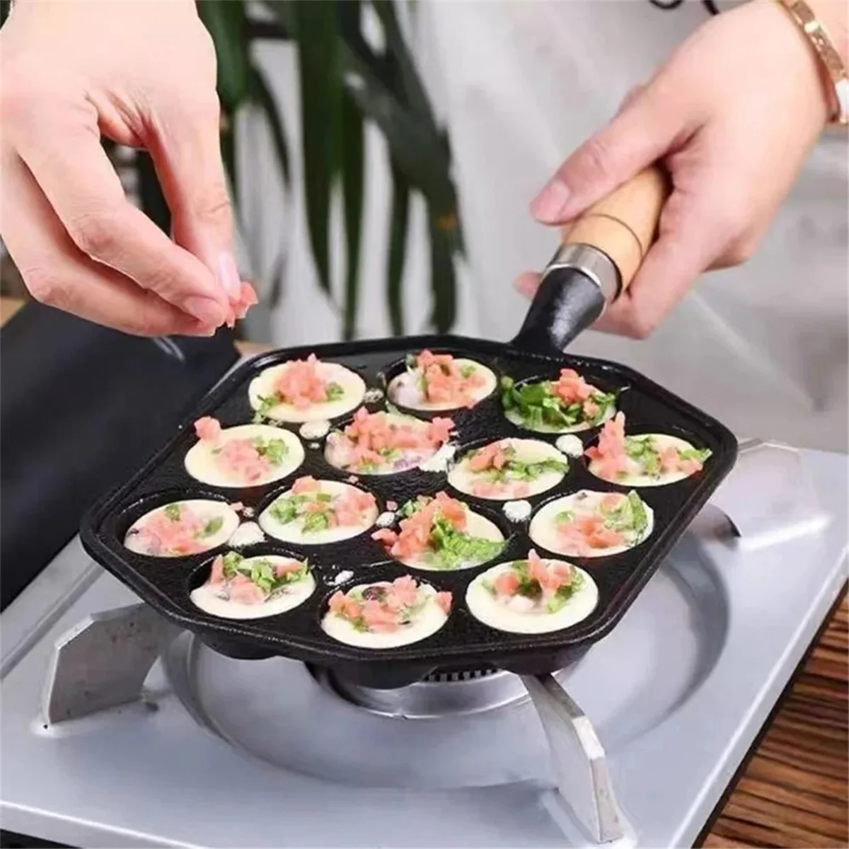 14Holes Non Stick Takoyaki Maker Octopus Ball Maker Octopus Baking Machine Home Cooking Baking Forms Mold Tray Kitchen,A