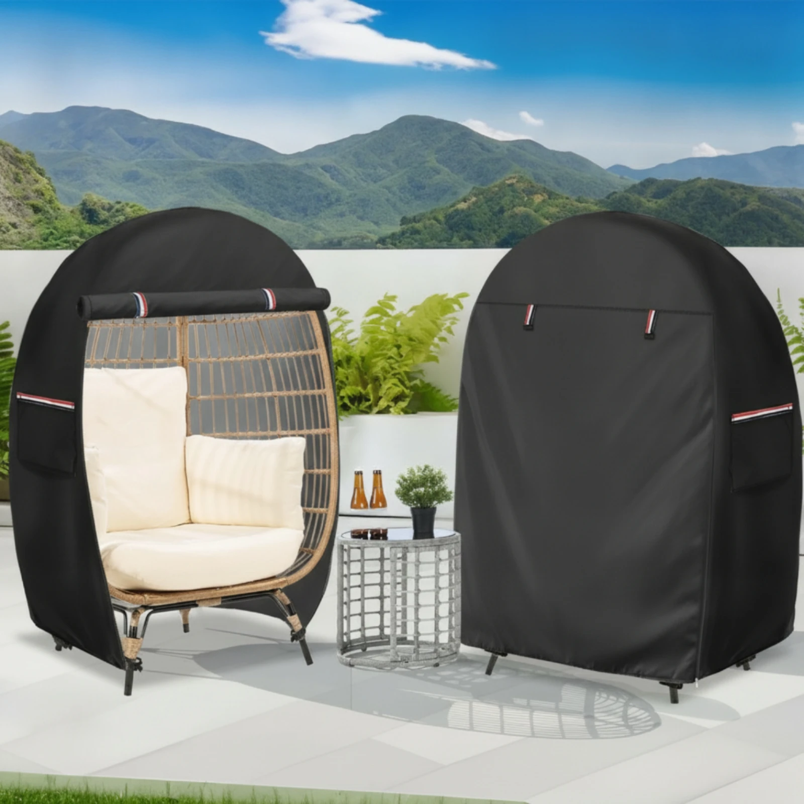 Egg Chair Cover with Zipper Waterproof Patio Egg Chair Cover Weather-Resistant Windproof for Garden, Balcony