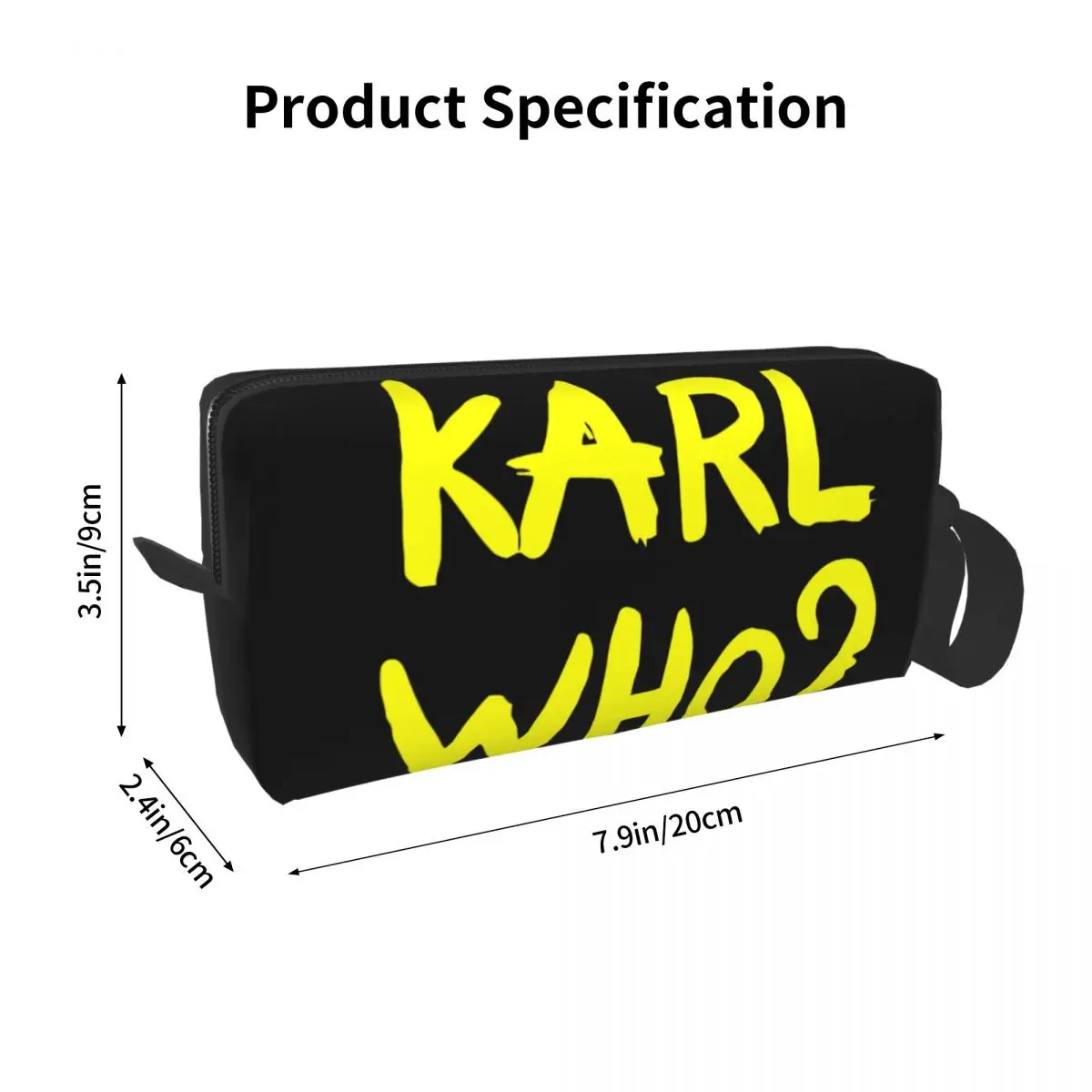 Yellow Karl Who Slogan Makeup Bag for Women Travel Cosmetic Organizer Cute Storage Toiletry Bags