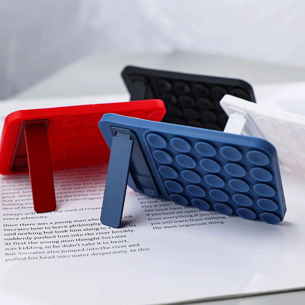 

Silicone Phone Holders Suction Cup Backed Adhesive Silicone Pad Fixed Pad Universal Anti-Slip Folding Bracket for Glass Surfaces