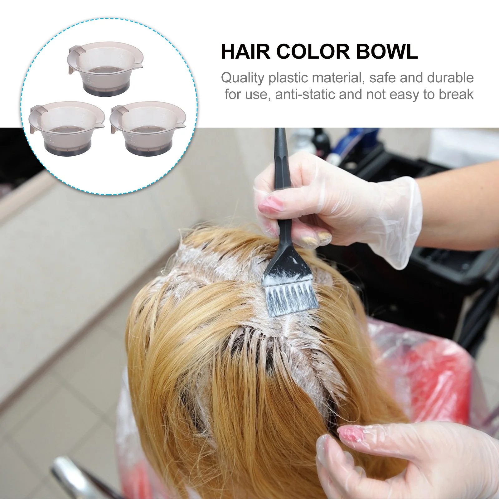 

3Pcs Mixing Tint Bowl Professional Hair Coloring Bowl Set Precise Scale Non Slip Grip for Salon Home Hair Dye Application