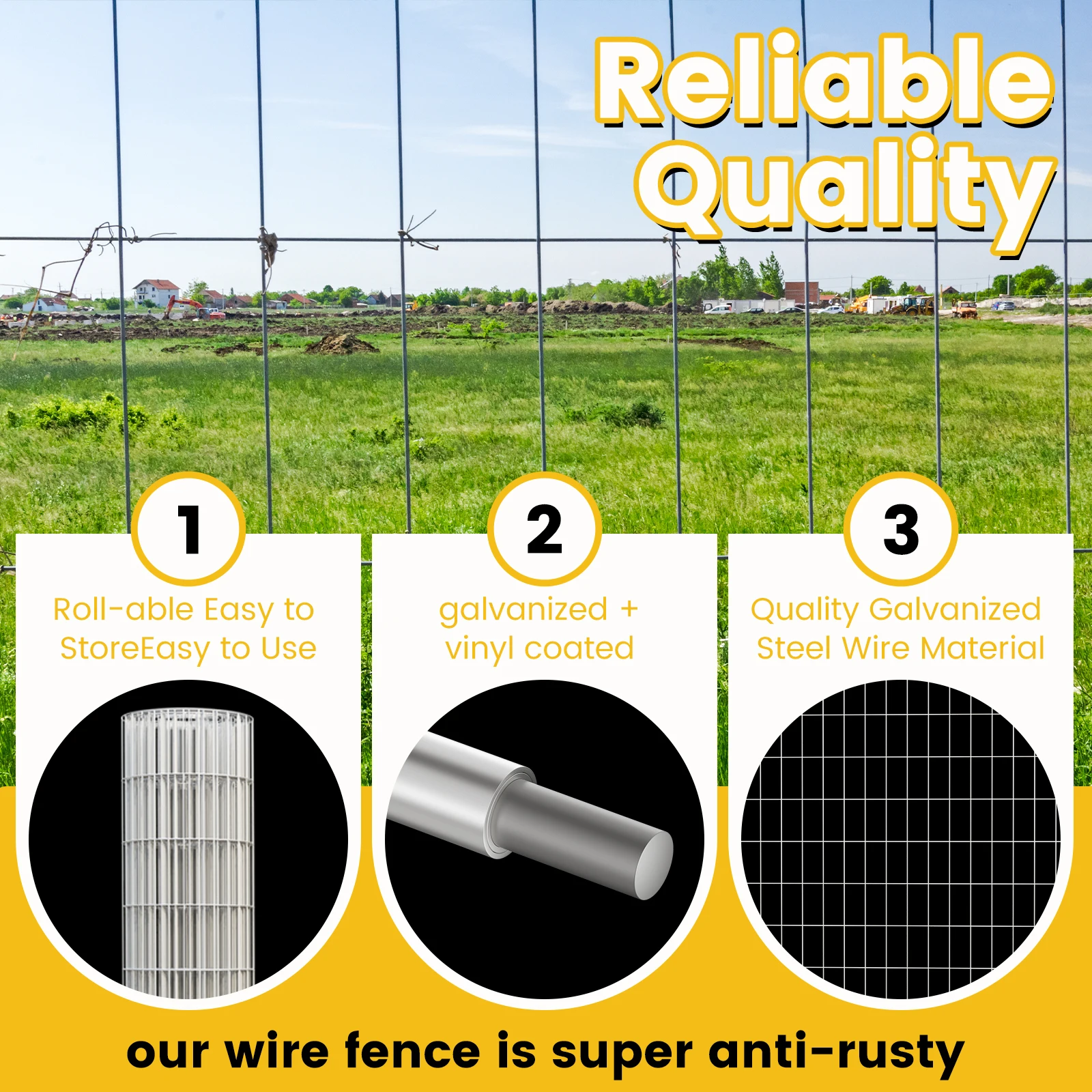 Customized 4'x50' Stainless Steel Welded Wire Fence - Easy Installation, Multi-Use For Cage Building, Garden Protection & DIY Pr