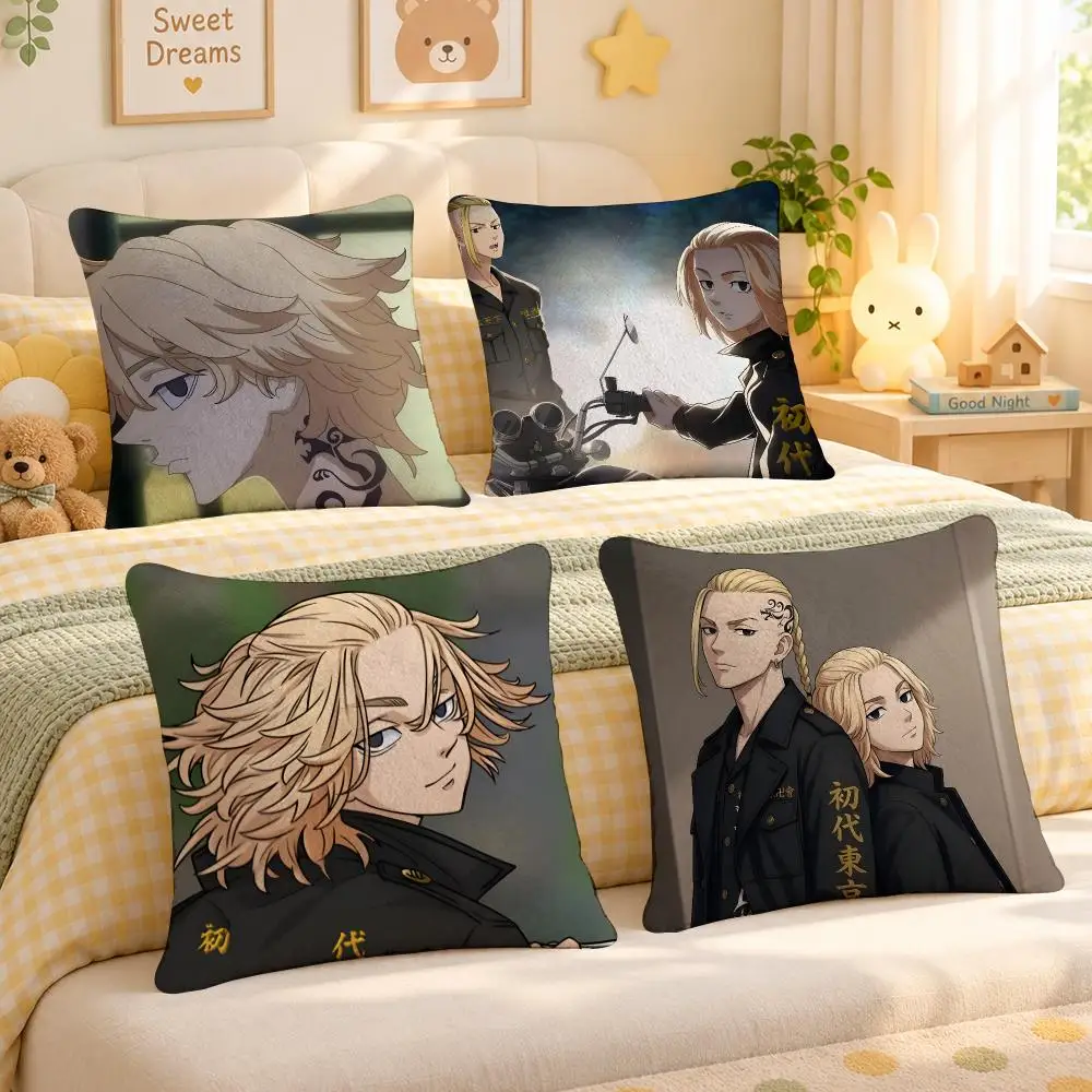 Anime Tokyo Revengers Street Cushion Cover Personalized Soft Plush Pillow Living Room Home Sofa Bedroom Office Car Cushion