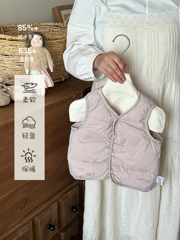 

Baby Autumn and Winter New Warm Clothes Boys and Girls White Duck Down Vest Baby Lightweight Down Sleeveless Jacket aClass