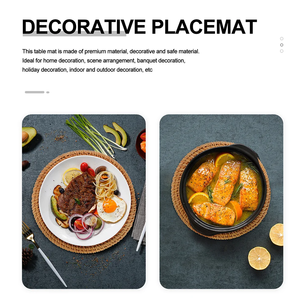 

3Pcs Woven Heat Insulation Placemat Anti-Scald Table Mat Natural Material Home Decor Easy Storage Compact Design