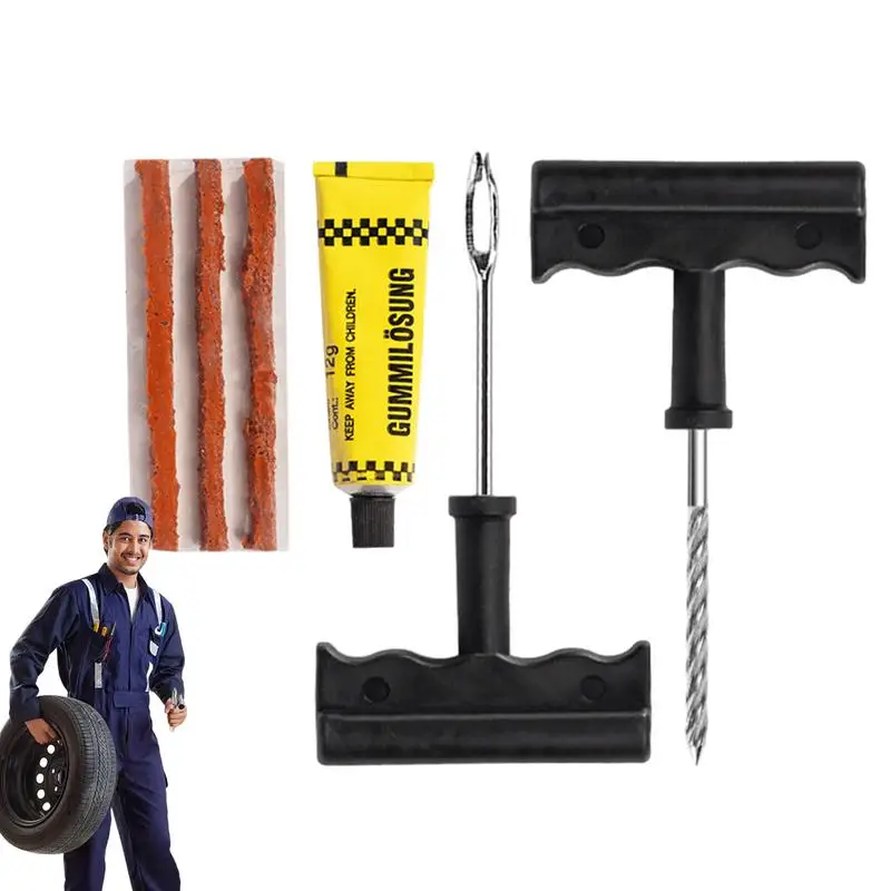 

Car Tire Repair Kit Rubber Strips Spiral Reamer 6pcs/set Tire Repair Tool Kit Small Tire Repair Tools Universal For Bike Car