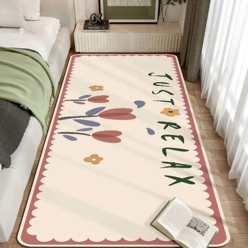 VIKAMA Imitation Cashmere Girls' Heart Cream Colored Bedside Bedroom Carpet For Small Sized Living Room Tatami Mat Home Decor