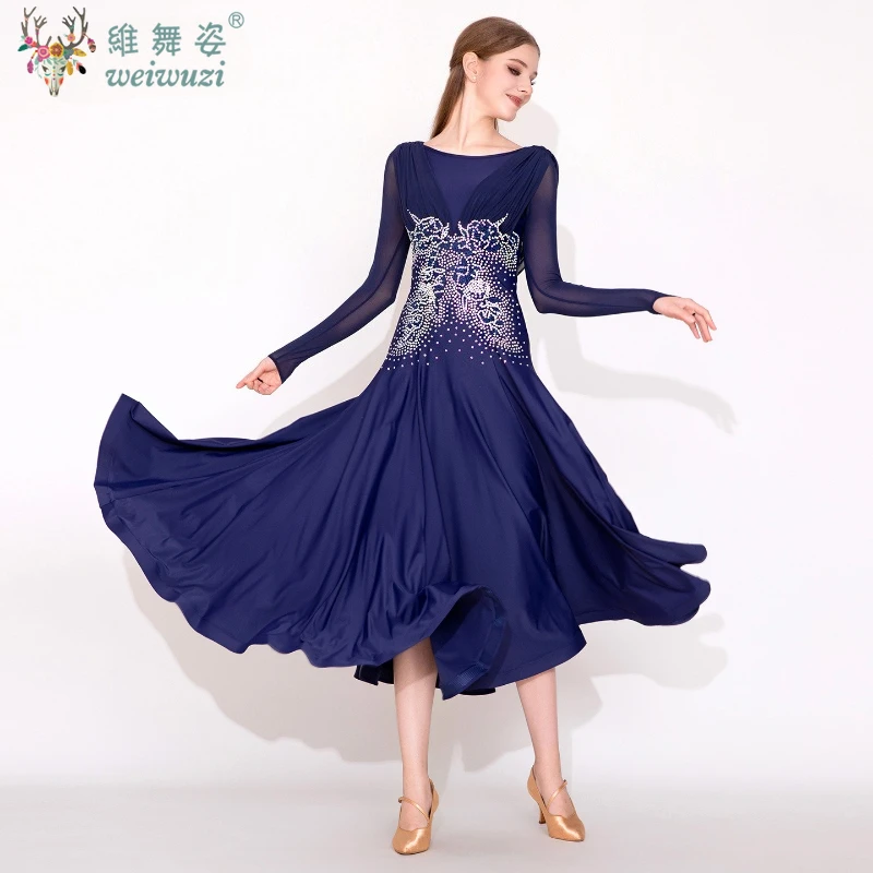 Ballroom Dance Long Sleeves Professional Practise Dresses for Women Adult Waltz Foxtrot Tango Competition Clothing Customize