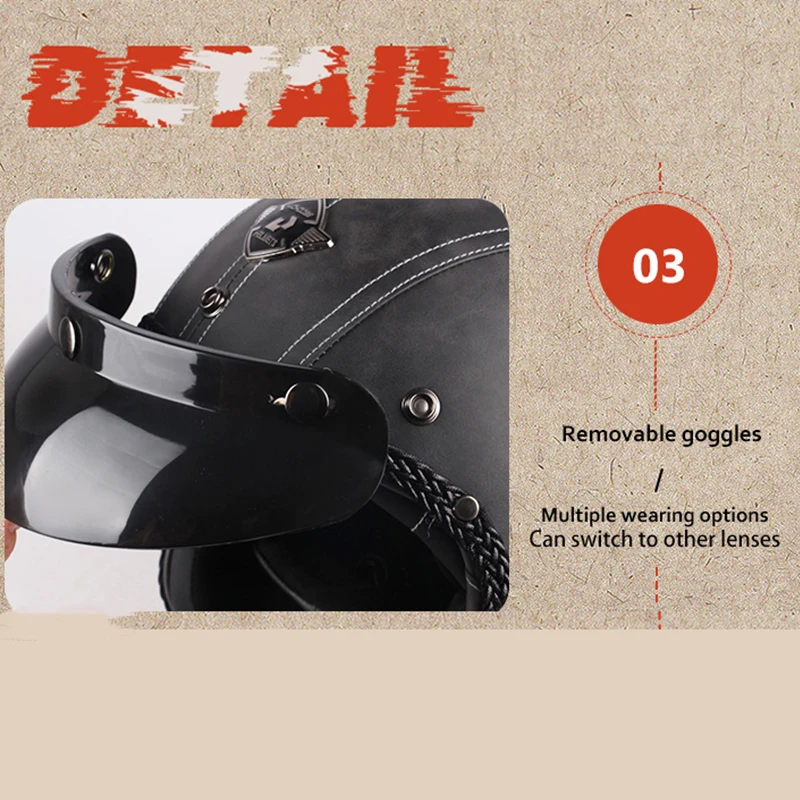 3/4 open face Motorcycle helemt Vintage Motorcycle Headgear Casque Casco Helmet Unique match