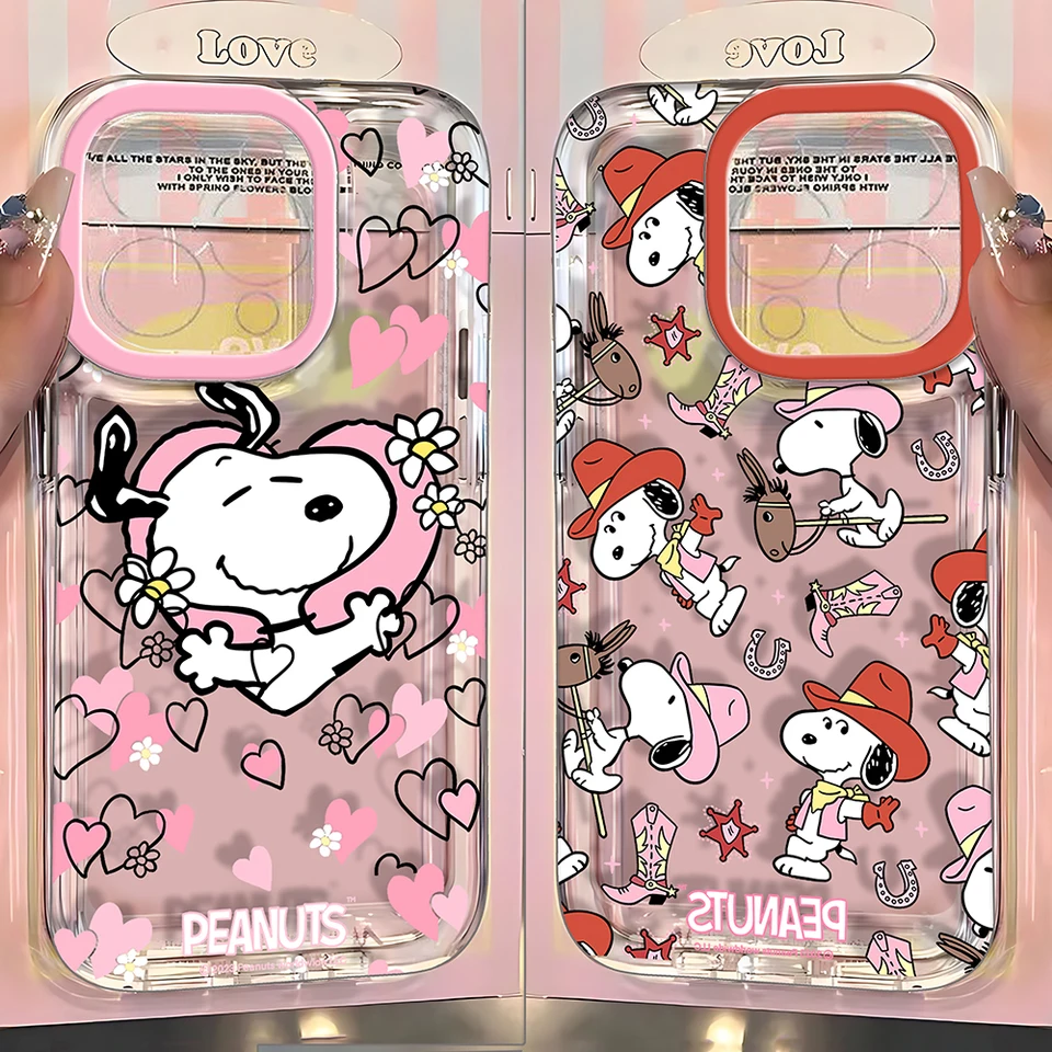 Funda transparente anime S-Snoopys para iPhone 17e 17 16 16e 15 14 13 12 11 Mini Pro Max X XR XSMax Air Plus 2