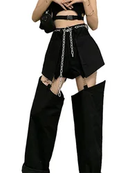 Y2k Hollow Out Slit Design High Waist 2022 Womens Jeans Gothic Punk Streetwear Hip Hop Female Baggy Denim Pants Harajuku Trouser