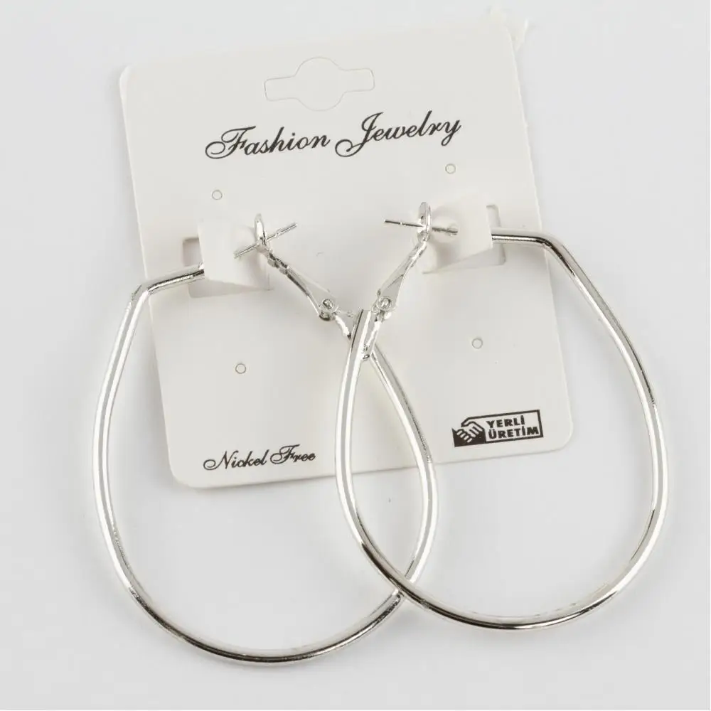 Oval Metal Earrings 6 cm