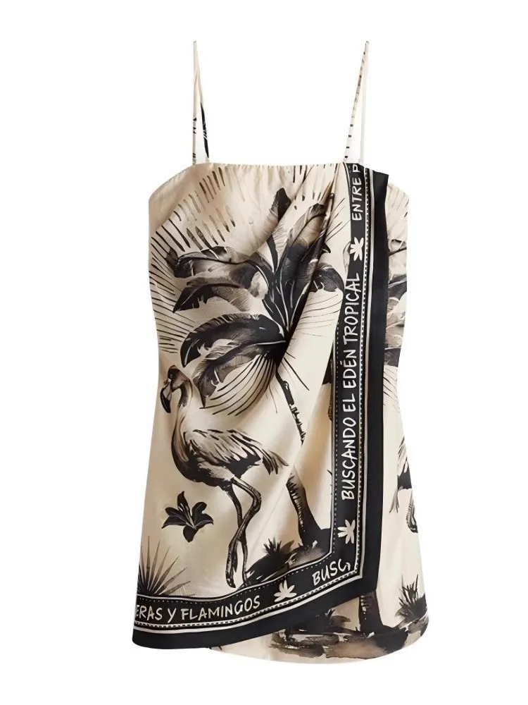 Sexy Spaghetti Jurk Voor Vrouwen Mode Print Mouwloze Trui Mini Jurken Lady Vintage Vakantie Strand Rok Kleding Nieuw