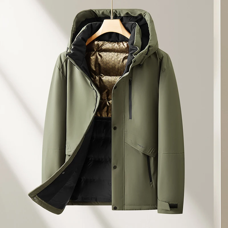Oversized Men's 90% White Duck Down Jackets Winter Outdoor Windproof Warm Hooded Puffer Coat Loose Thicken Padded Parka Clothing
