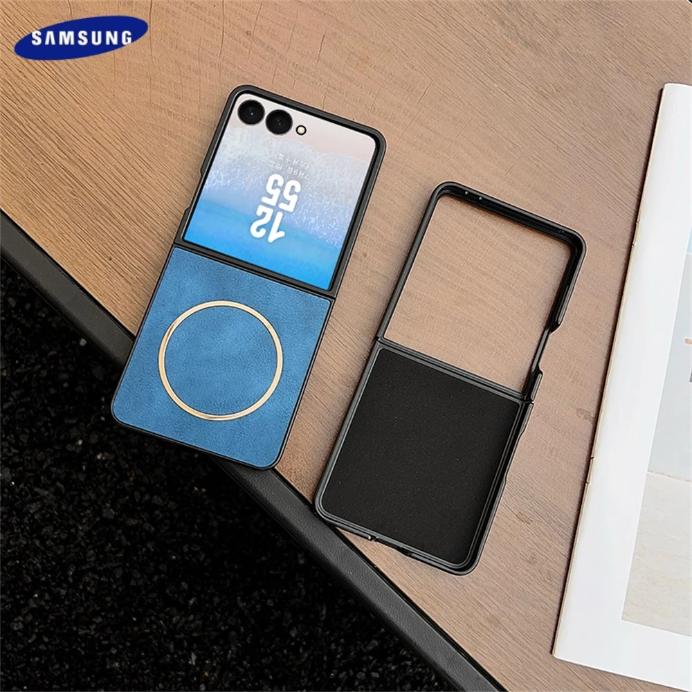 หรูหราหนังแม่เหล็กสําหรับ Samsung Galaxy Z Flip 7 6 5 4 สําหรับ Magsafe ไร้สายชาร์จกันกระแทกฝาหลัง