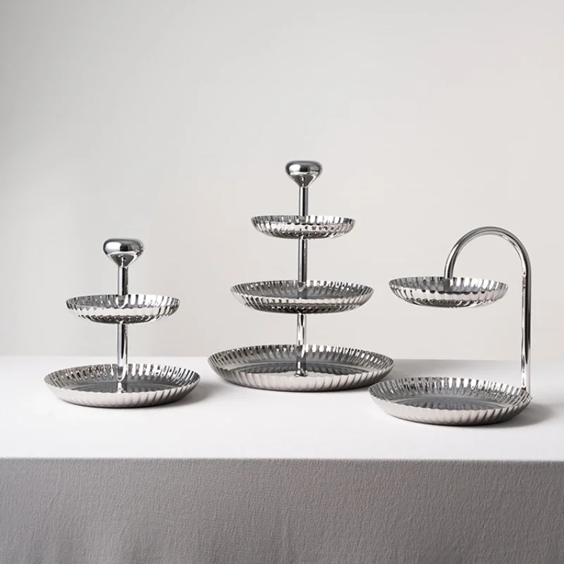 

Stainless Steel Luxury High-end Dim Sum Rack Nut Plate Dessert Cake Rack Household Afternoon Tea Restaurant Clubhouse