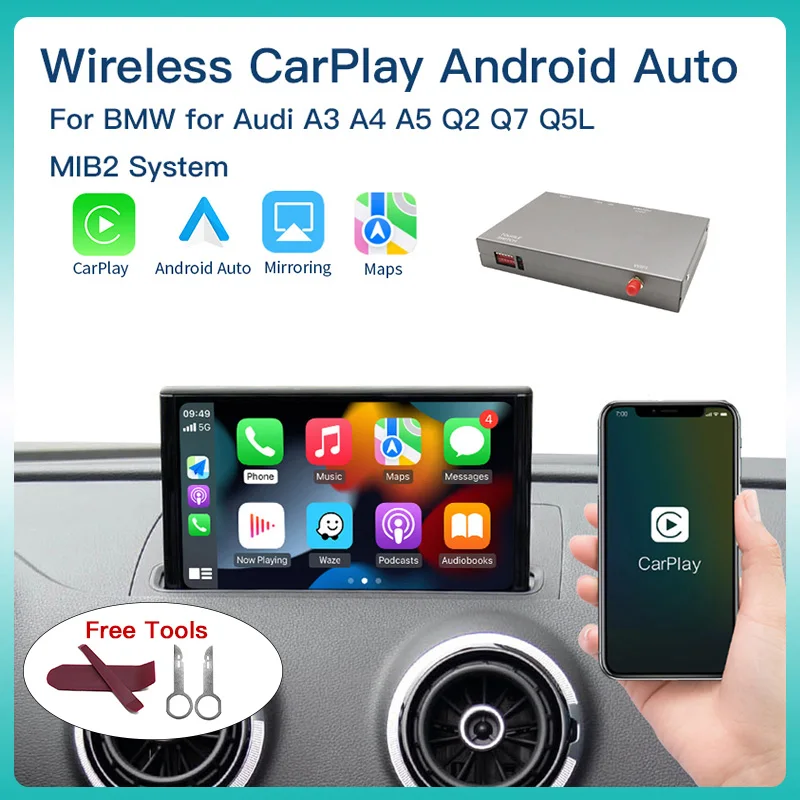 Wireless  CarPlay Android Auto Interface for Audi A3 A4 A5 Q2 Q7 Q5L 8V AirPlay Mirror Link multi-media camera