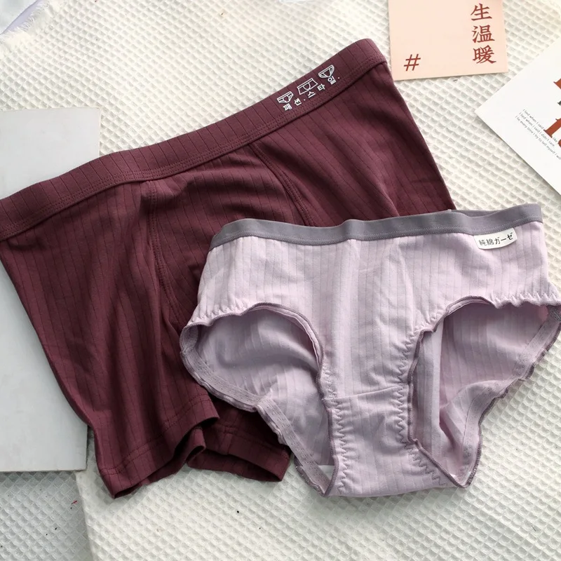 Couple Underwear Cute Low Waist Panties Sexy Underwear Breathable Comfortable Men Boxer Briefs Boyfriend Girlfriend Underpants