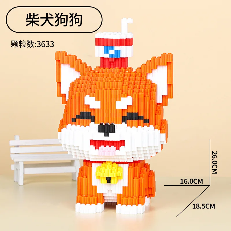 Xinz Dog Building Block Bichon Shiba Inu Husky 3D Model Puzzle Animal Assembly Connection Mini Brick Figurka Zabawka Na Urodziny