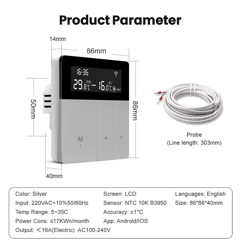 AVATTO Tuya WiFi Smart Thermostat Temperature Controller,100-240 V Electric Heating Water Gas Boiler For Google Home Alexa Alice